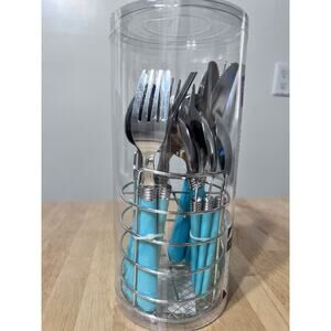Gibson 53382.16 Sensations II 16-Piece Flatware Set Turquoise NEW